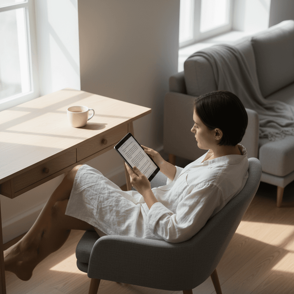 Home owner reviewing property inspection report on tablet