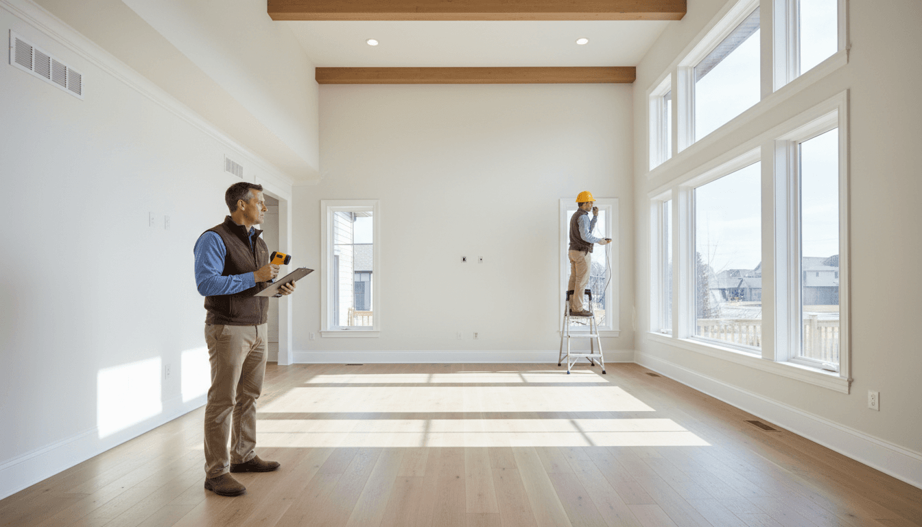 Property inspector conducting routine home inspection